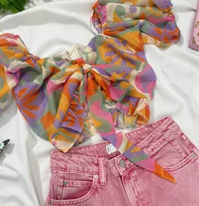 کراپ تاپ رنگی رنگی zara