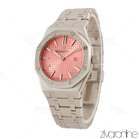 ساعت اودمار پیگه (AP) زنانه سیلور صفحه صورتی دور نگین 105430