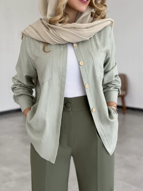 شومیز دکمه چوبی