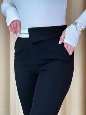 شلوار پارچه ای مام فیت مشکی 180304