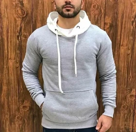 هودی کلاه سفید سه نخ خارخورده