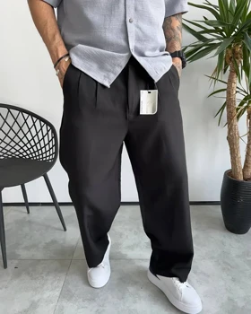 شلوار بگ پارچه ای مشکی MCH