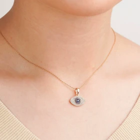 پلاک چشم زخم فول نگین برند ژوپینگ رنگ طلایی