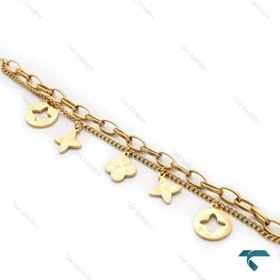 دستبند ون کلیف زنانه طلایی بند زنجیری VanCleef-8348-L
