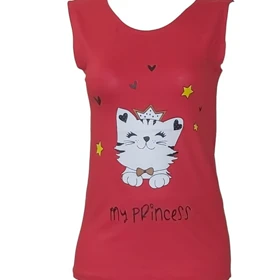 تاپ زنانه ویسکوز طرح گربه