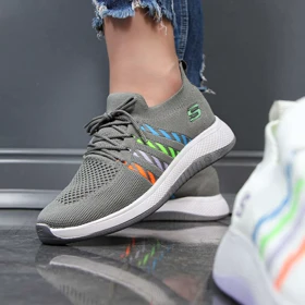 کتانی اسکیچرز زنانه skechers ورزشی رنگ طوسی