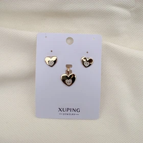 نیم ست قلب تخت نگین‌دار ژوپینگ بدون زنجیر