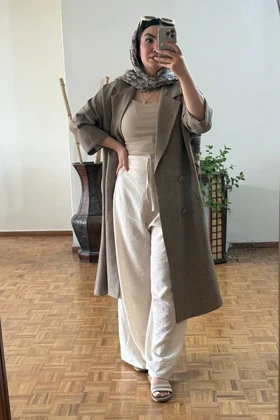 کت بلند یقه انگلیسی لینن