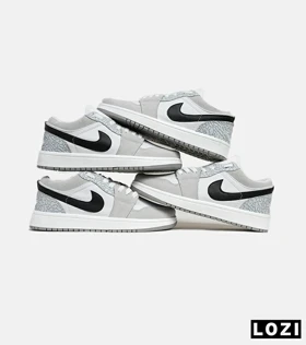 کفش کتانی مردانه و زنانه سفید طوسی مشکی نایک NIKE jordan 1 مدل 5734