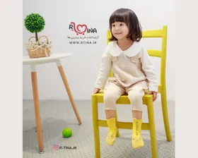 جوراب بچه گانه نیمه حوله ای خرسی زرد