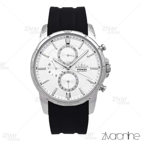 ساعت الکسا پریمیر A0102 مردانه سه موتوره صفحه سفید بند رابر مشکی 106208