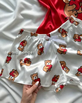 تاپ و شلوارک خرسی ساتن