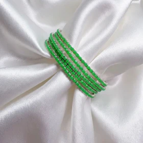 دستبند تنیسی تمام نگین مدل «زمرد فانتزی» | تمام استیل (فروش دانه‌ای)