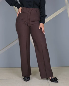 شلوار کرپ بزیاق قهوه ای زنانه Crepe Bziak Brown کد 70600