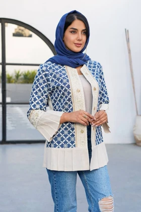 مانتو مزونی ترکیبی لینن و جین
