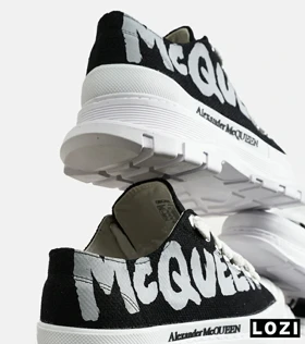 کفش کتانی نیم ساق سفید مشکی Alexander McQueen