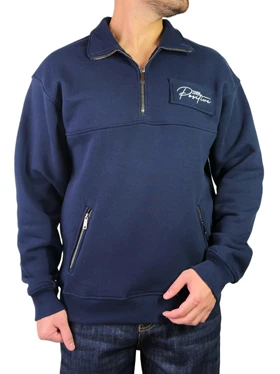 پلیور دورس نیم زیپ مردانه مدل تینک رنگ سرمه ای کد 89865