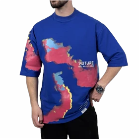 تیشرت آستین کوتاه مردانه آبی دونخ مدل MAP