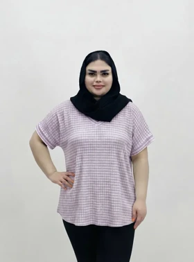 تیشرت سایز بزرگ زنانه پلیسه تریکو