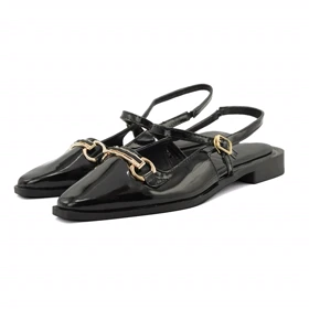 کفش کالج زنانه ورنی مدل Flat shoes - 0218 _ Black