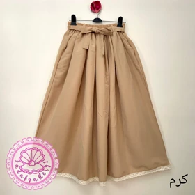 دامن لینن منگو حاشیه نواردوزی در رنگبندی متنوع