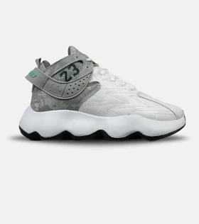 کفش کتانی ساق‌دار مردانه سفید طوسی Nike air jordan 23