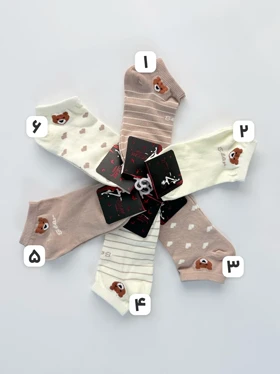 جوراب مچی نخ پنبه طرح خرس و قلب