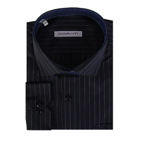 پیراهن مردانه رسمی سورمه‌ای راه راه