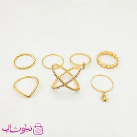 پک انگشتر دخترانه 7 عددی طلایی