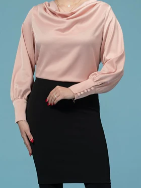 بلوز زنانه ساتن یقه دراپه کلاسیک برسین