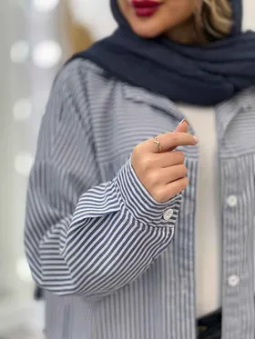 شومیز راه راه برش‌دار