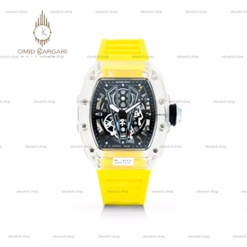 ساعت مچی ریچارد میل صفحه اسکلتون بند رابر زرد Richard Mille