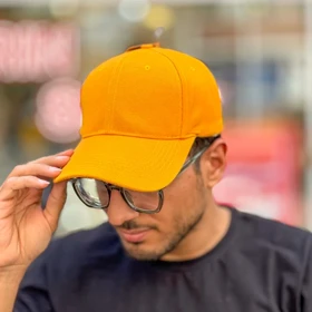 کلاه کپ زرد ساده کد H123