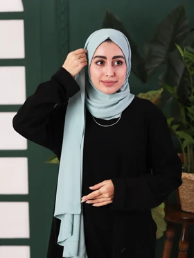 شال کرپ حریر سبز دریایی