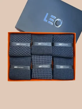 پک جوراب ساق بلند مردانه کلاسیک طرح دار LEO کد 110-126