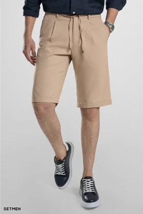 شلوارک لینن پیل دار کمر کش