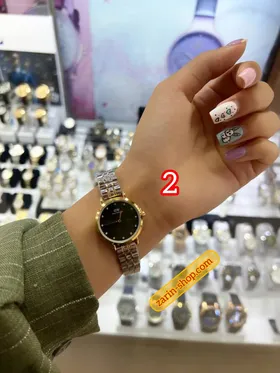 ساعت زنانه طلایی و دو رنگ مارک dw