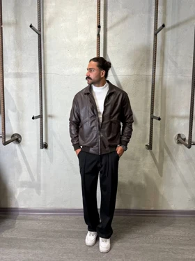 کاپشن چرم طرح زارا