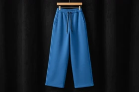 شلوار اسلش بگ آبی مردانه پارچه دورس سه نخ پنبه مردانه استایل پاییزی مدرن 2025