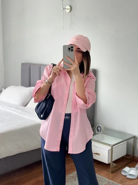 شومیز لینن صورتی CH655