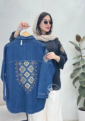 مانتو جین گلدوزی