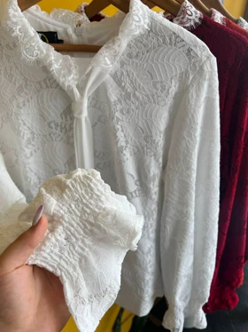 بلوز مجلسی زنانه گیپور آستردار وارداتی