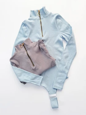 بادی کبریتی نیم زیپ یقه هفت سانتی