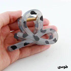کلیپس دخترانه مدل پیچی خال‌خالی جدید (طوسی)