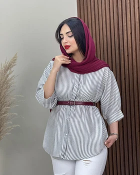 شومیز راه‌راه کمرکش