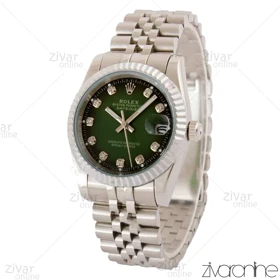 ساعت رولکس دیت جاست مردانه صفحه سبز مشکی ایندکس نگین‌دار 105032