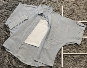 شومیز راه راه آستین ژاپنی زنانه کد 403024