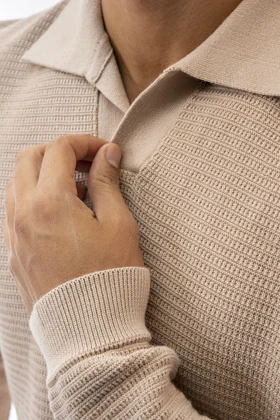 بافت آستین بلند یقه دار مردانه