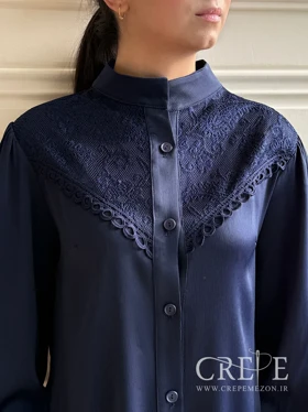 شومیز یقه و آستین تور