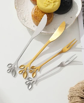 کارد 6 عددی طلایی طرح برگ